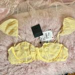 ZARA  Embroidered Underwire Bra yellow flutter sleeve bralette Size 36B Photo 5