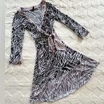 BCBG MAXAZRIA Long Sleeve Black and White Abstract Patterned Wrap Dress XS Photo 1