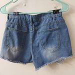 Jeans High Waist Distressed Denim Shorts S Festival Summer Boho Classic Rave Blue Photo 3