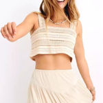 Aerie  Crochet Top Crop Knit Cream Tan Women’s Small Photo 0