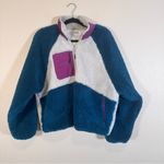 Stoic Teal Cream Colorblock High Pile Fleece Jacket Womens L Gorpcore Cozycore Blue Size L Photo 9