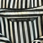 ZARA  trafaluc sheer long sleeve black and white striped button down top Photo 3