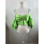 ASOS Design Cropped Puff Ball Sleeve Lime Green Top Size 8. NWOT Photo 3