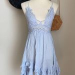 Free People  Adella Light Blue Crochet Swing Dress, Size Small Photo 2
