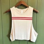 Avocado Womens Cropped Muscle Tank with Stripes Cream Cool Touch Size Medium Red Photo 0