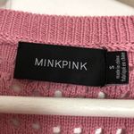 MINKPINK Pointelle Peplum Sweater Pullover Short Sleeve Top Small Women’s Pink Photo 5