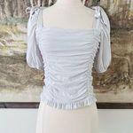 Free People For Love and Lemons Ruched Puff Sleeve Top Size Medium Photo 0