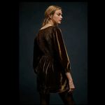 Free People NWOT Farrier Velvet Mini Dress Olive Green Photo 3