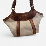 Brahmin  Tan and Cream Canvas and Crocodile Shoulder Bag Photo 4