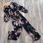 Anthropologie  harlyn black‎ floral long sleeve jumpsuit women’s size S Photo 2