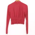 Lost + Wander Lost Wander Raspberry Ribbed Mock Neck Top Smocked Crop Waist NWT USASize XS Photo 2