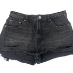 ZARA Black Denim High Rise Distressed Frayed Raw Hem Casual Jean Shorts Size 8 Photo 0