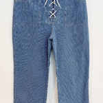 Gloria Vanderbilt  Pinstripe Lace Up Sailor Cropped Capri Pants Boho Plus Size 14 Photo 0