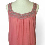 Lucky Brand  Embellished Floral Tank Top Pink Sleeveless‎ Cotton Casual Photo 0