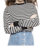 Brandy Melville Striped Long Sleeve Cropped Preppy Crewneck Nautical One Size Photo 0