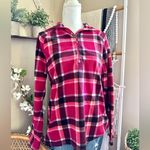 Eddie Bauer  Pink/Orange Plaid Quarter Zip Fleece Pullover Sweatshirt Photo 2