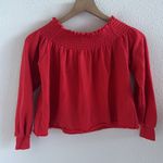 Kimchi Blue Urban Outfitters Smocked Neckline Cropped Sweatshirt Top Red XS Photo 1