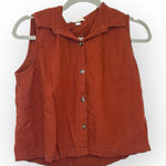 Alexander Jordan Rust Brown Linen Blend Sleeveless Button Up Collared Shirt M Size M Photo 0