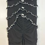 NWT Klesis Black/White Ruffle Mesh Strapless Maxi Dress Size Small Black Photo 6