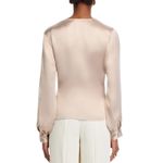 AQUA  Champagne‎ Satin Wrap Blouse XS Long Sleeve Tie Front Party Cocktail Top Photo 1