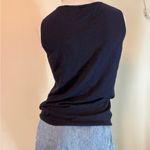 Talbots Knit Shell Sweater Beaded Keyhole Medium Navy Blue White EUC Photo 6