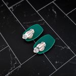 Vintage Clip On Earrings Retro Green with Teal Undertone Photo 4