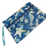 Starfish Seahorse Makeup Toiletry Bag Holiday Travel Vacation Zip Pocket Beach Blue Photo 2