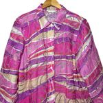 Allison Daley Sheer Abstract Blouse 11/2X Pink Purple Boho Chic Art Y2K Retro Photo 4