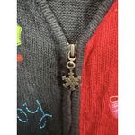 Christopher & Banks Sweater Vest Womens XL Black Green Zip Christmas Applique Photo 4