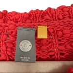 Anthropologie  Knitted & Knotted Womens Sz S Coral Open Knit Crochet Hem Pullover Photo 5
