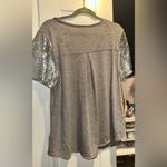 We The Free Free People Rare Silver Sequin Sleeve Graphic Eagle Tee Photo 9