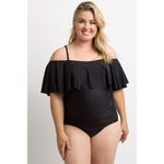 Pinkblush maternity black ruffle one-piece swimsuit, S Photo 6