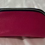 Smythson Of Bond St Cosmetic Case In Panama Leather Fuschia Pink & Gold Zip Photo 1