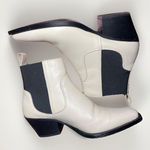 Everlane Leather Boots Womans 5.5 Ivory Black Elastic Square Toe Block Heel Photo 1