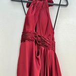 Mac Duggal  12089 Crossover Halter Neck Satin Gown Photo 3