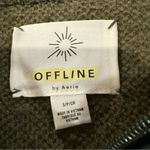 Aerie Offline by  Teddy Sherpa 1/4 Zip Pullover Sweatshirt Womens Small CamoGreen Photo 1