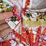 Ruby Rd. Colorful Floral Beaded Fringe Cotton Snap Up Stretch Jean Jacket Sz 12 Photo 4