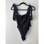 Free People  Intimately Black Lola Tie Strap Square Neck Bodysuit Tank Top Size S Photo 2