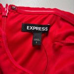 EXPRESS  Red Strapless Palm Floral Print Dress 2 Wrap Skirt Slit Boning‎ Photo 4