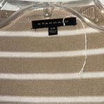 Staccato  Womens Cardigan Sweater Small Waterfall Beige/White Stripe Elbow Patch Photo 2