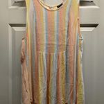 Torrid  Women's Size 2X Multicolor Pastel Rainbow Striped Gauze Smocked Tank Top Photo 1