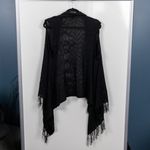 Open Front Fringe Knit Vest Black Size XL Photo 1