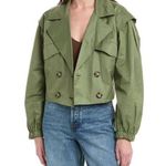 Free People NWOT  Looking Glass Cropped Trench Coat in Loden color Small Photo 0