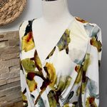 Ivanka Trump  Abstract Floral Wrap Blouse - White and Multicolor Photo 1