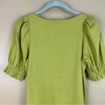 Ellison  Green Linen Blend Puff Sleeve Button Front Dress Small Photo 7