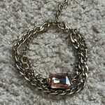 Women’s vintage triple layered gold tone pink gemstone crystal bracelet one size Photo 3