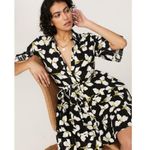 Diane Von Furstenberg  Beata Black Floral Print A-Line Short Sleeve Mini Dress XS Photo 4