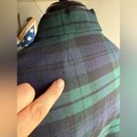 Vintage handmade navy green plaid button front cape shawl, one size Blue Size one size Photo 5