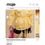 Maje NEW NWT ‘ALOHA’ Embroidered Kimono Jacket Yellow size 38 Photo 5