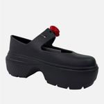 Crocs New  Stomp Rosette Mary Jane Black + Red Rose Platform Gothic Women's Sz 9 Photo 9